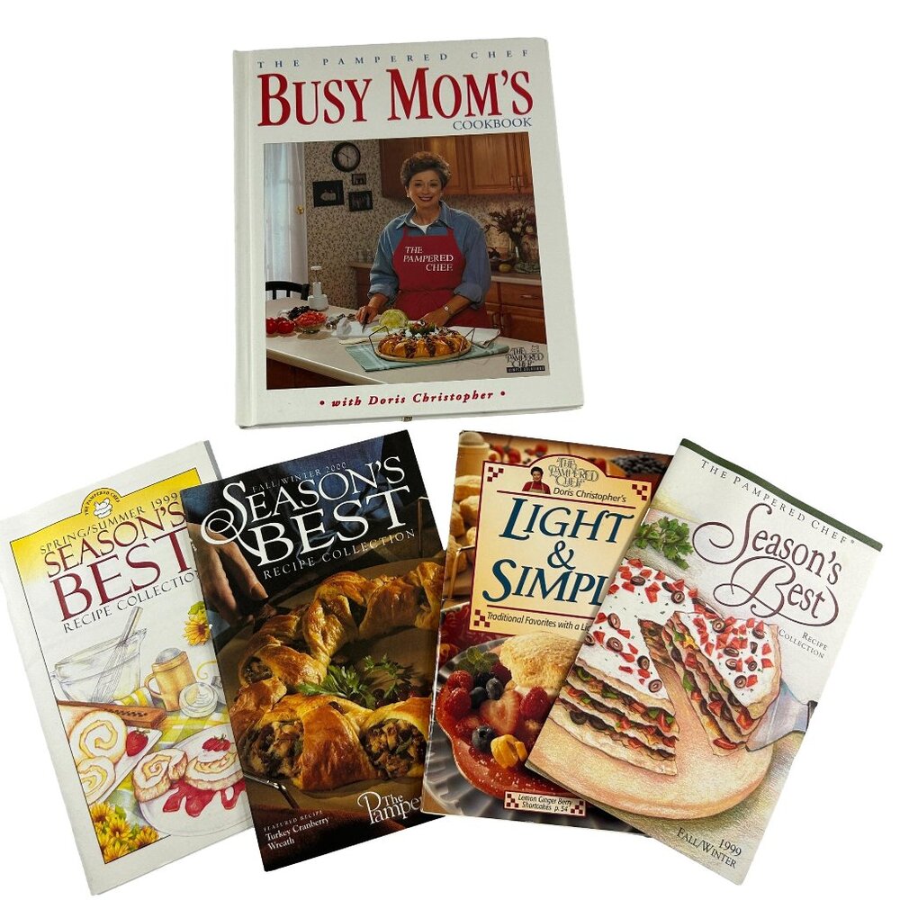 Vintage Pampered Chef Busy Moms Cookbook W 4 Booklets Recipes